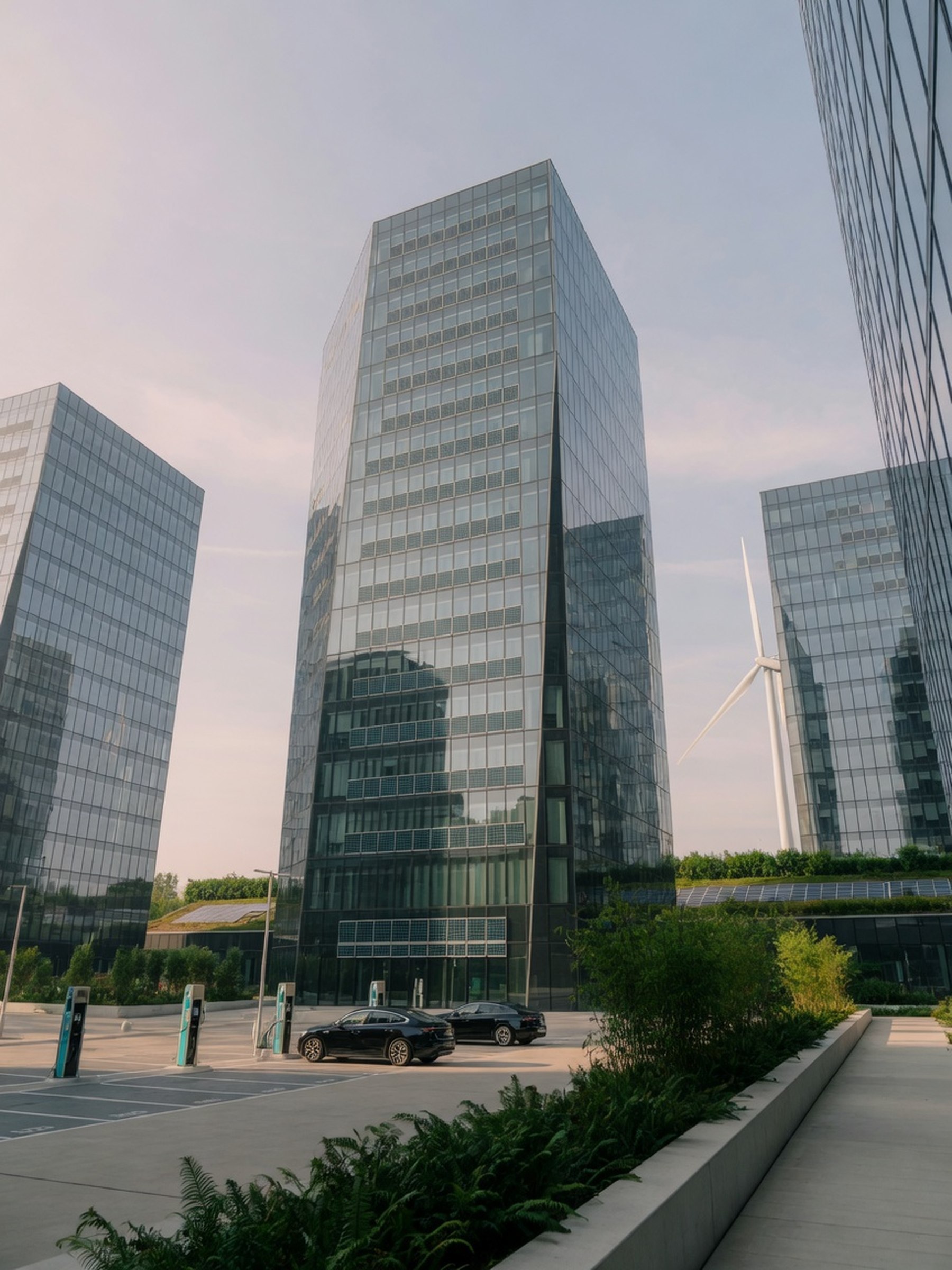 Tours modernes d'un quartier d'affaires financier, symbole de la Place financière luxembourgeoise