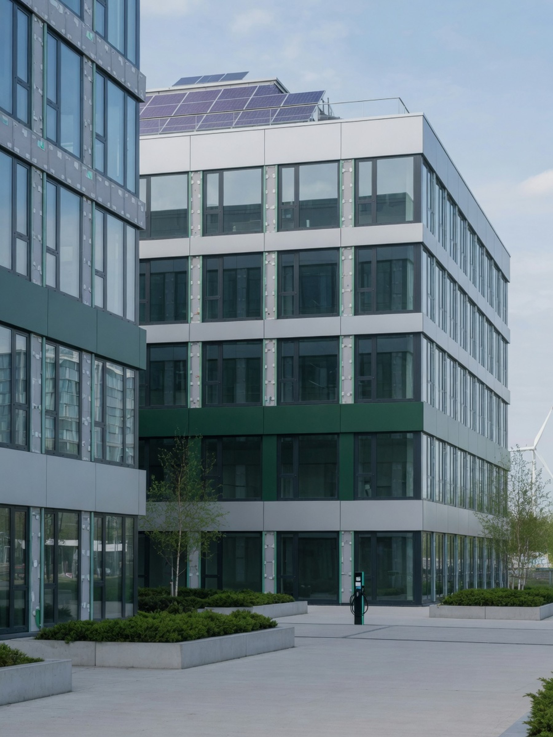 Façade d'un immeuble de bureaux moderne au Luxembourg, illustrant un bâtiment tertiaire concerné par une rénovation énergétique