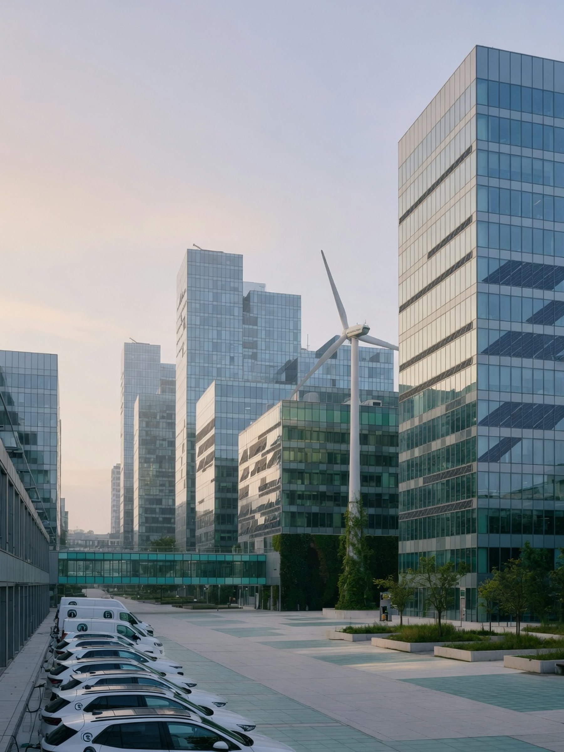 Tours modernes du quartier d'affaires de Kirchberg au Luxembourg sous une lumière naturelle, sans personne visible